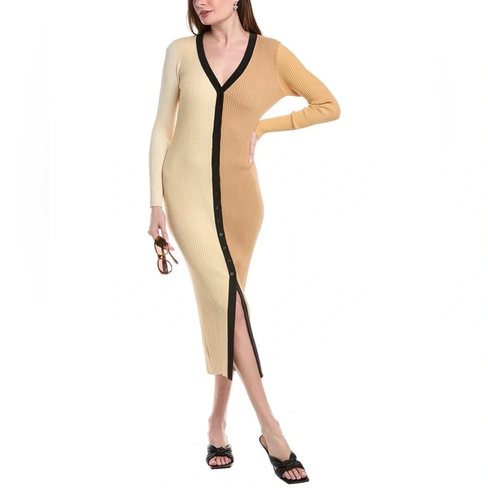 STAUD Shoko Midi Dress In Beige Medium - Picture 1 of 6